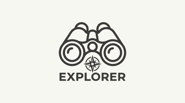 Binoculars Explorer Line Icon Vector