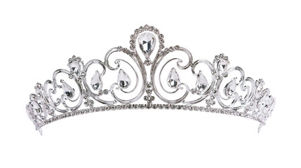 Silver tiara with clear teardrop and round rhinestones © Elena
