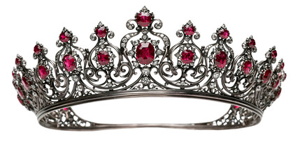 Ornate antique tiara with rubies and diamonds © Elena