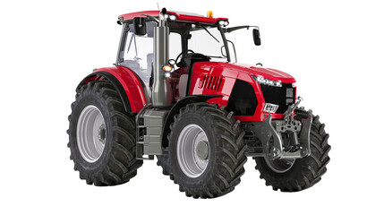 Obraz premium Red modern agricultural tractor with large tires