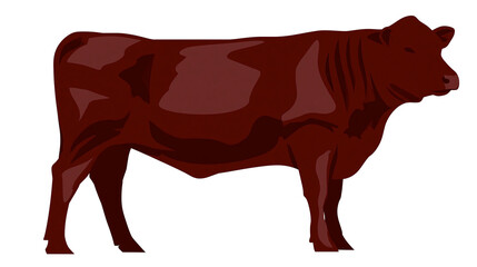 Brown cow side view simple vector art