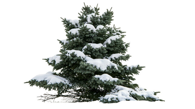 Evergreen tree with snow on branches