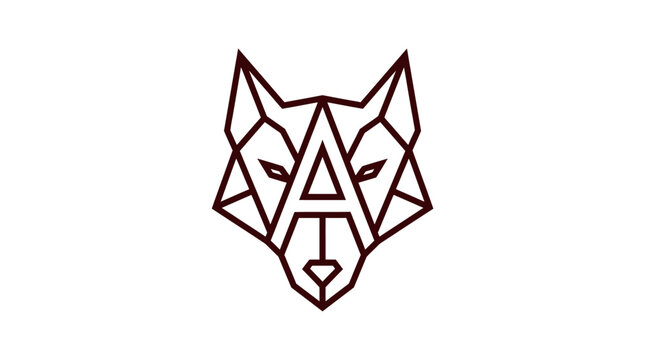 Geometric wolf head letter A mascot logo.