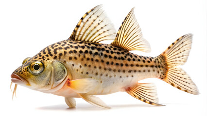 Fototapeta premium Freshwater Fish Isolated on White Background with Natural Lighting Close Up