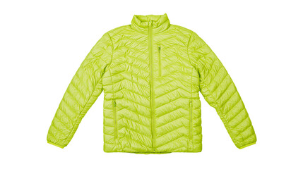 Lime green quilted puffer jacket with zipper and pockets © Carmen