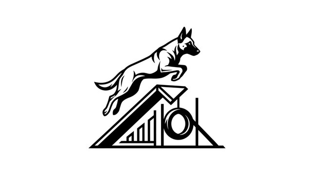 Belgian Malinois agility training obstacle jump silhouette.