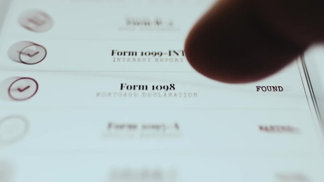 List including Form 1099-INT and Form 1098