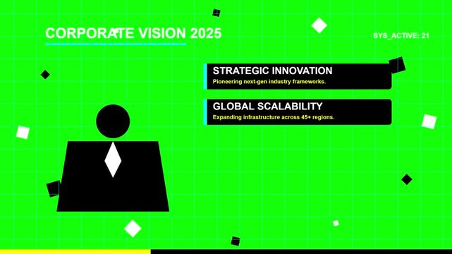 Businessman presenting corporate vision and mission statement in a conference room