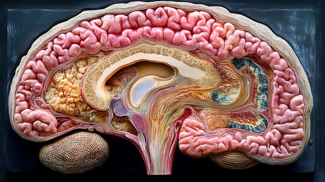 Detailed anatomical illustration of the brain regions activated by non-digital entertainment versus digital entertainment, presented against a white background 