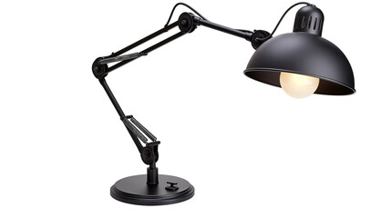 Black adjustable desk lamp with articulated arm and dome shade © Carmen