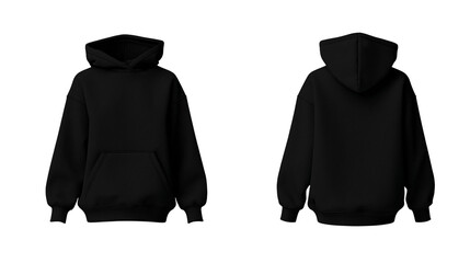 Black hooded sweatshirt front and back view © Carmen