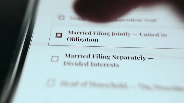 Tax Filing Interface Showing Married Filing Jointly Option Selected