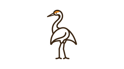 Naklejka premium Minimalist crane bird line art logo on white background.
