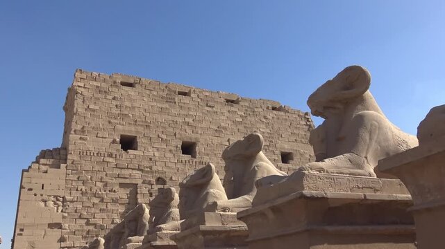 Ram-Headed Sphinx Avenue at Karnak Temple, Luxor, Egypt.mp4