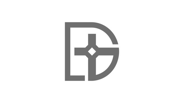 Minimalist letter D cross logo monogram