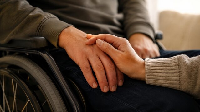 A Compassionate Moment: Two Hands Connected in Support and Understanding, Symbolizing Solidarity in Times of Need