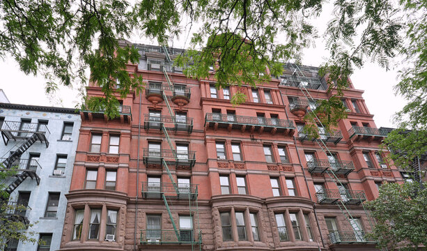 Brooklyn Heights, New York City, Victorian apartment building with external fire escape