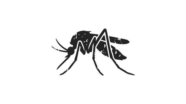 Black silhouette of a mosquito on a white background