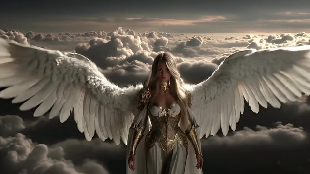 Fantasy, mysterious, wallpaper. A fantasythemed digital artwork depicts a female figure with long, flowing blonde hair and piercing green eyes. She wears ornate.