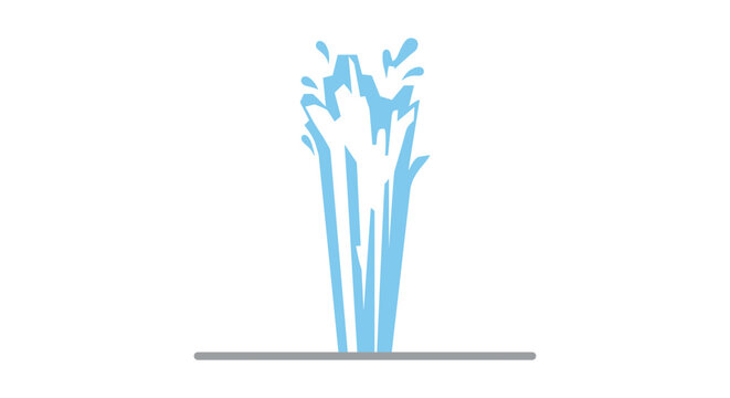Blue water geyser erupting vertically on white background