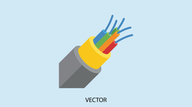 Fiber Optic Cable Flat Color Icon Vector