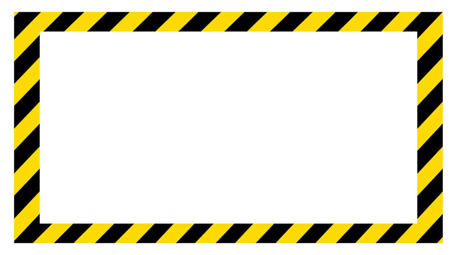 Yellow and black hazard warning stripes rectangular frame