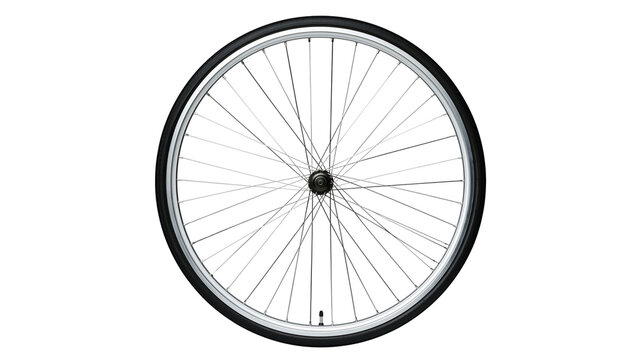 Bicycle wheel with thin spokes and black tire
