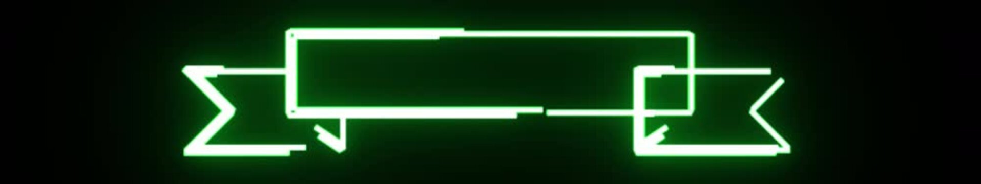 Ultrawide Glowing Neon Ribbon Banner Animation on Black Background | Futuristic Title Frame Loop