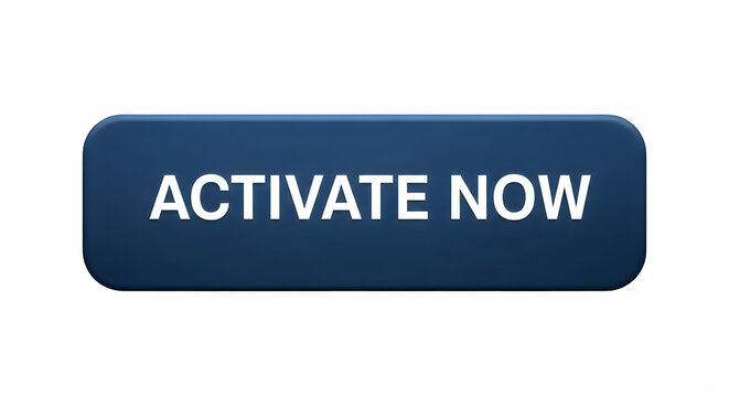 Modern call to action button with activate now text isolated on transparent background