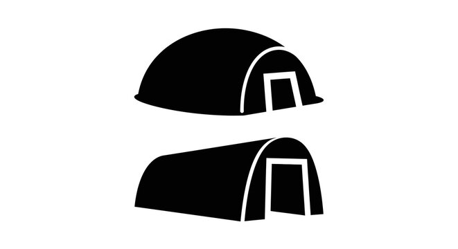 Quonset Hut Silhouettes Black And White Graphic Design Silhouette
