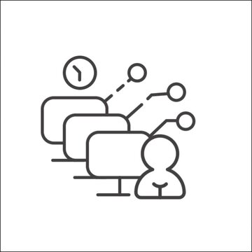 Minimalist light style Data packet queue management system animated outline symbol. Looping graphic showing data traffic prioritization, bandwidth optimization, and sorting.