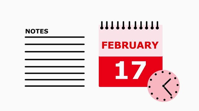 February 17 calendar page with notes section on white background date.