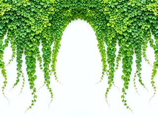 Fototapeta premium Green Ivy Wall Arch with White Background