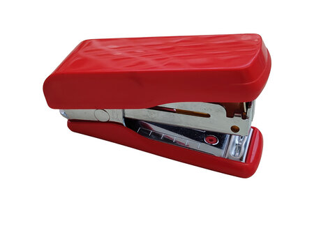 red stapler isolated on white background