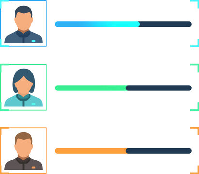 Employee Progress Bar Dashboard UI Vector Illustration