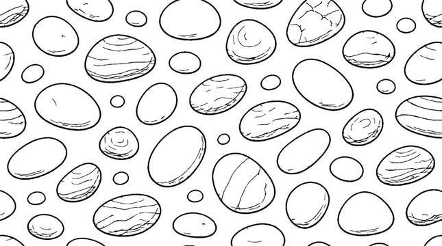 Hand drawn pebbles and stones sketch illustration.