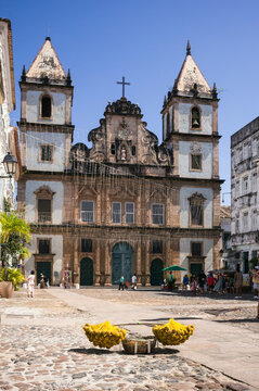 Historic church on a plaza in the old town, Salvador, Bahia, Brazil