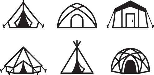 Six different styles of traditional tents and teepees vector illustration Vector © mahafuza