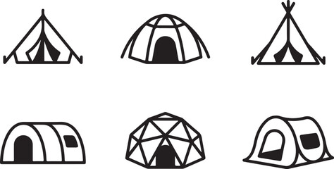 Six different styles of simple camping tents illustration Vector © mahafuza