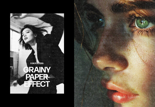 Vertical Grainy Paper Photo Effect For Poster And Print Design