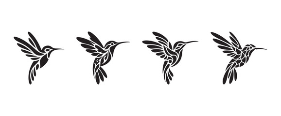 Flying Hummingbird Silhouette Vector Bundle Decorative Bird Icons Logo Tattoo Nature Designs Branding © Templatesindex