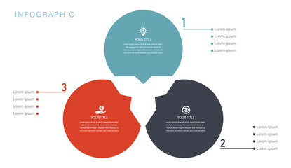 Obraz premium Modern Three Step Circular Business Infographic Template with Connected Round Elements for Process Workflow Presentation and Data Visualization