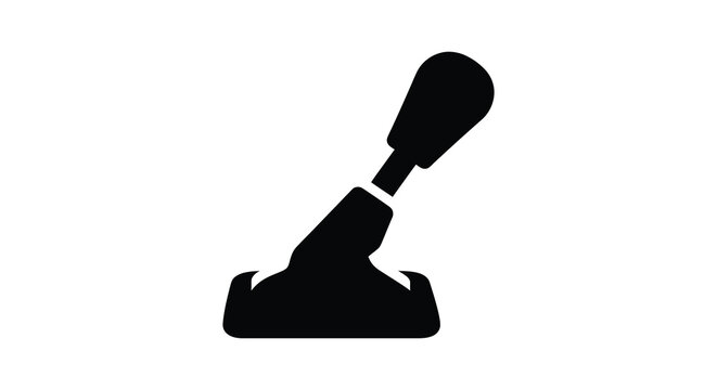 Gear shift lever in black silhouette against a white background