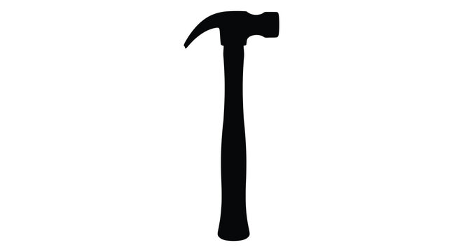 Black hammer silhouette against a white background simple tool outline