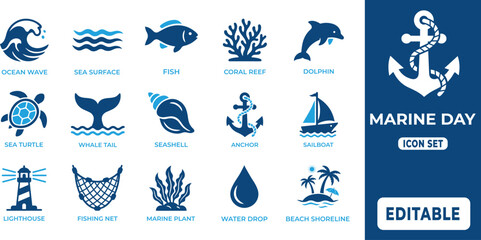 Marine Day Ocean Wildlife and Marine Icons © Artist.Habib