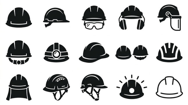 Collection of various hard hats.