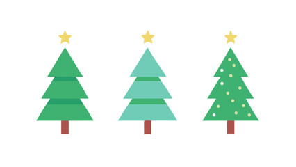 Obraz premium Christmas Tree Icons Flat Vector Illustration On Black Background