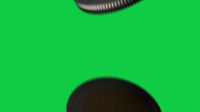 Black preview showing bimetal coin entering top-right, rotating, tilting for transparent PNG assets