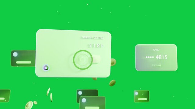 Mint card emerging, drifting, tilting, revealing dial, tokens orbiting on transparent void for demo