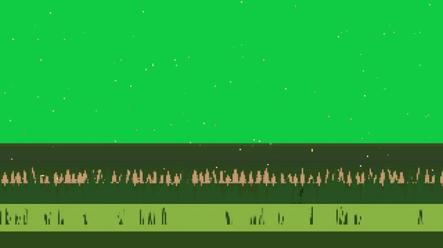 Minimal pixel landscape showing spark appearing then rising from horizon to highlight sky, alpha bg